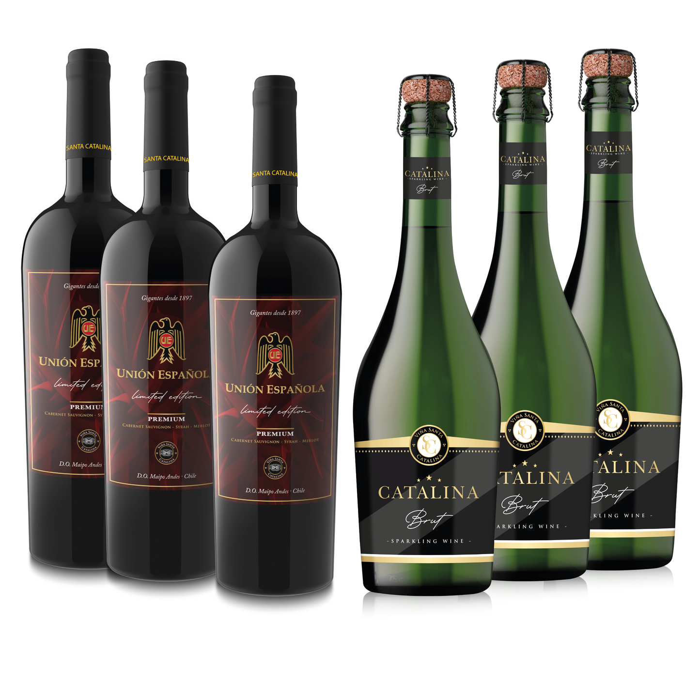Pack Vino Unión Española y Espumante Catalina Brut