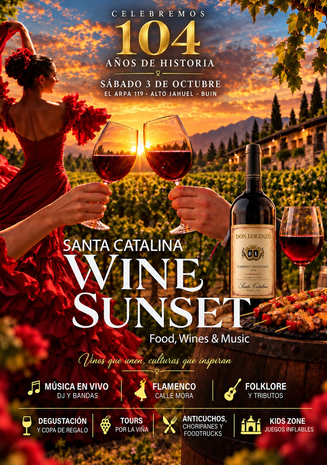 Wine Sunset Santa Catalina 2026: vino, gastronomía y música entre viñedos