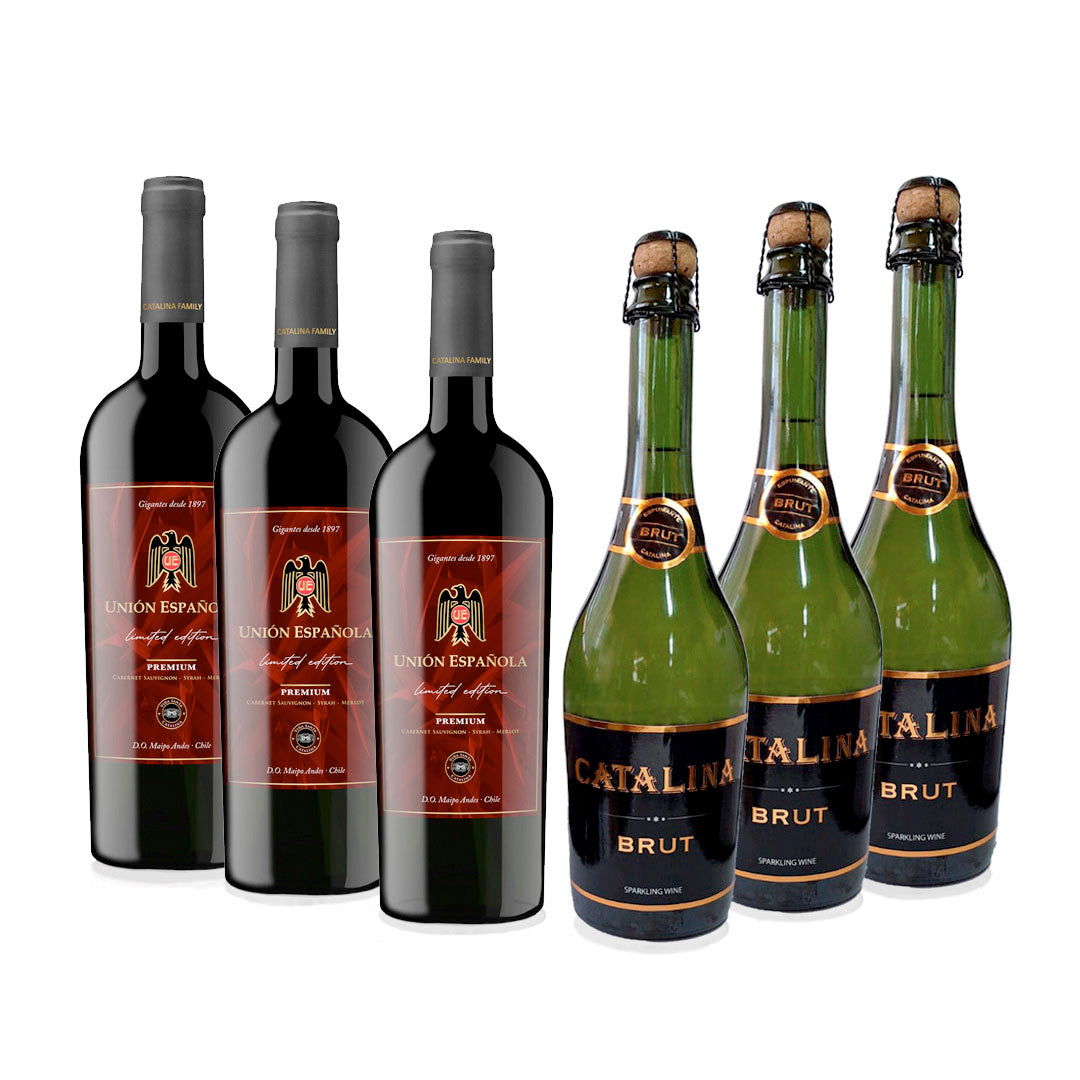 Pack Vino Unión Española y Espumante Catalina Brut