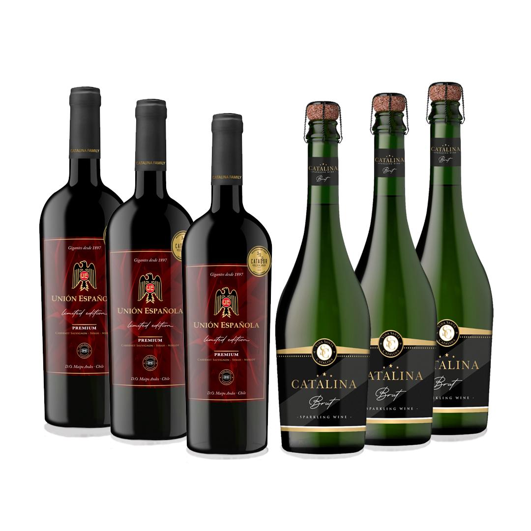 Pack Vino Unión Española y Espumante Catalina Brut